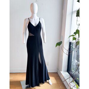 Vintage y2k Black Bodycon Spaghetti Strap Maxi Dress 4